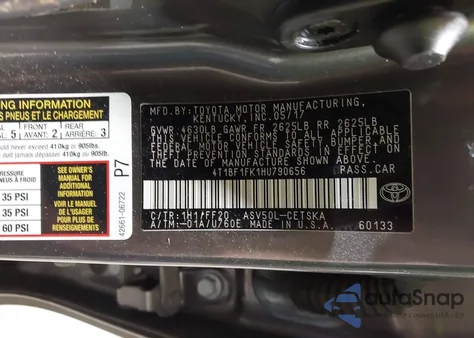 2017 Toyota Camry Se z USA, uszkodzony, nr VIN 4T1BF1FK1HU790656